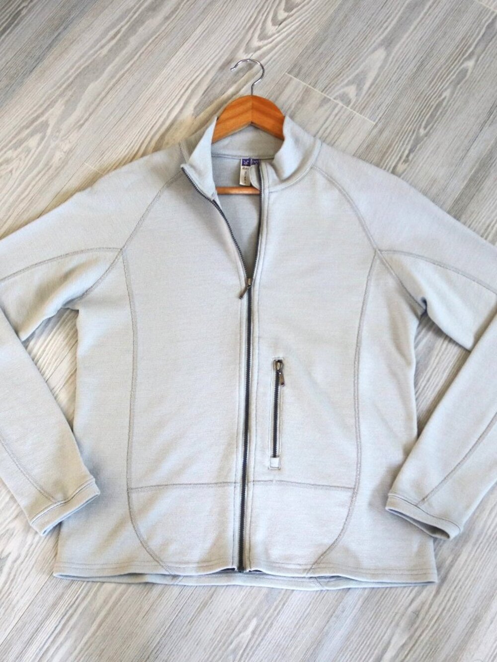 Ibex Merino Wool Baselayer Jacket Women's M Gray Vintage Outdoors Full Zip USA